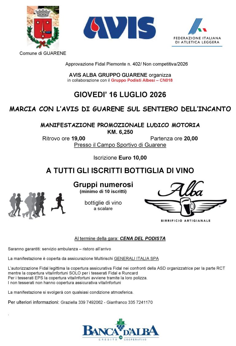 Marcia con l'Avis di Guarene sul sentiero dell'incanto